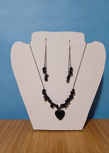 Siyah opsidyen Gotik Kolye Seti - Görsel 2