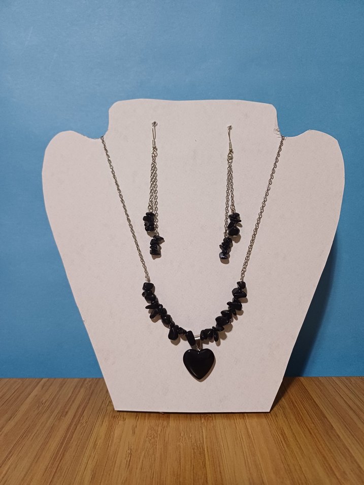 Siyah opsidyen Gotik Kolye Seti - Görsel 2