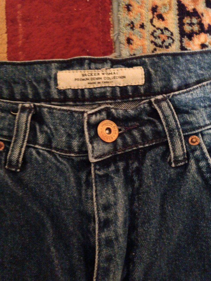 Nakışlı Düğmeli Bohem Kadın Kot Pantolon - Görsel 4