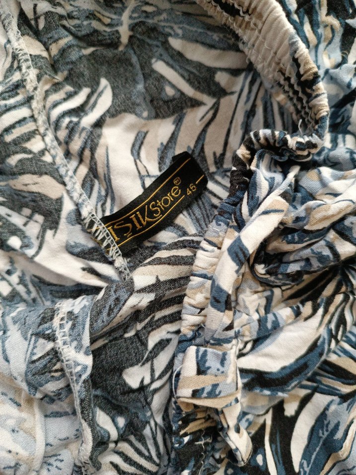 Kadın Mavi Bohem Piliseli Bol Pantolon - Görsel 3