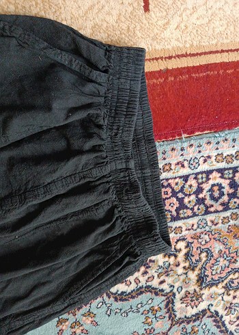 Kadın Siyah Rahat Kesim Keten Pantolon - Görsel 3