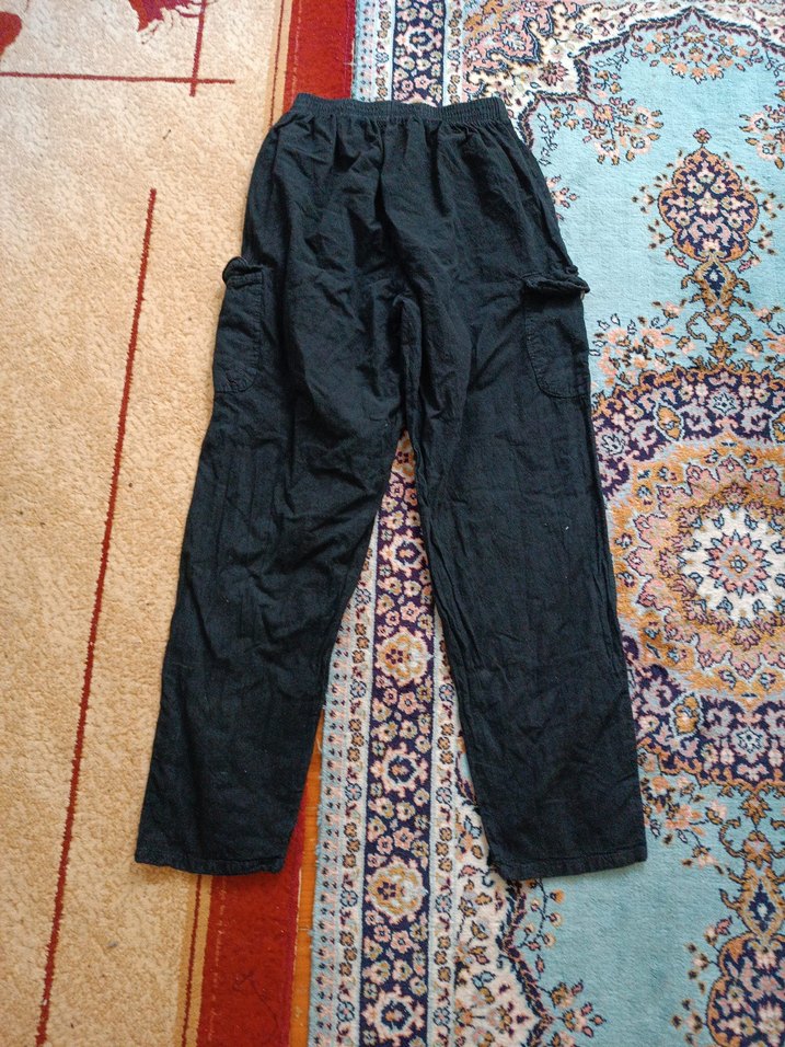 Kadın Siyah Rahat Kesim Keten Pantolon - Görsel 5