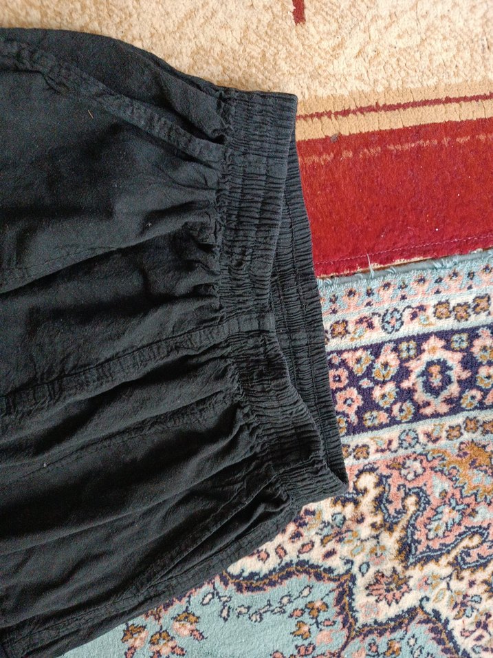 Kadın Siyah Rahat Kesim Keten Pantolon - Görsel 3