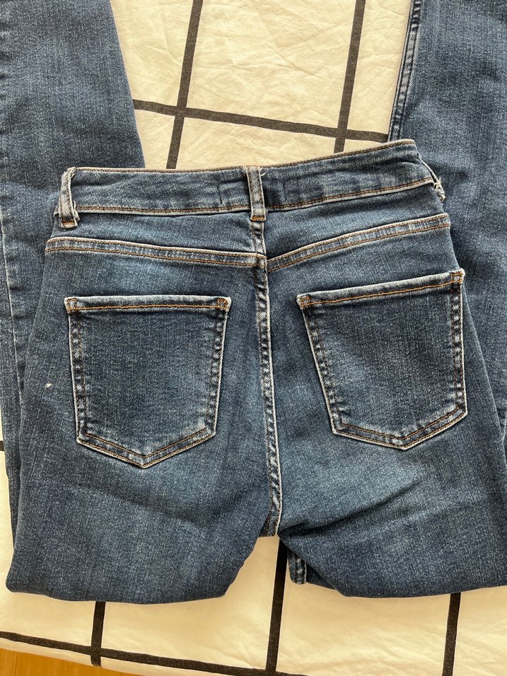 Düğmeli Mavi Kadın Denim Jean - Görsel 4