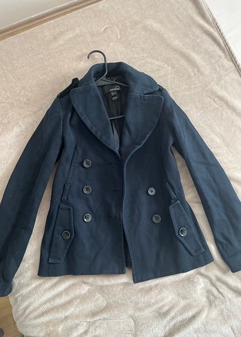 Düğmeli Lacivert Denim Kadın Midi Kaban - Görsel 5