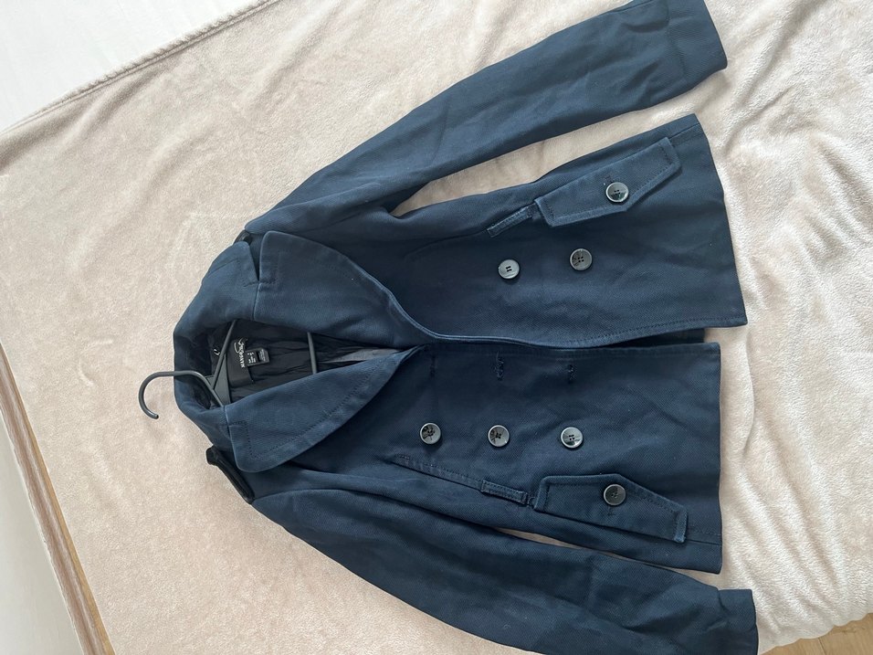 Düğmeli Lacivert Denim Kadın Midi Kaban - Görsel 3