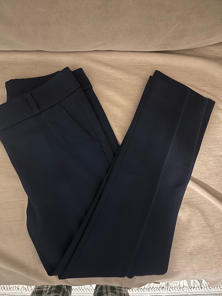 Lacivert Midi Kumaş Kadın Pantolon - Görsel 2