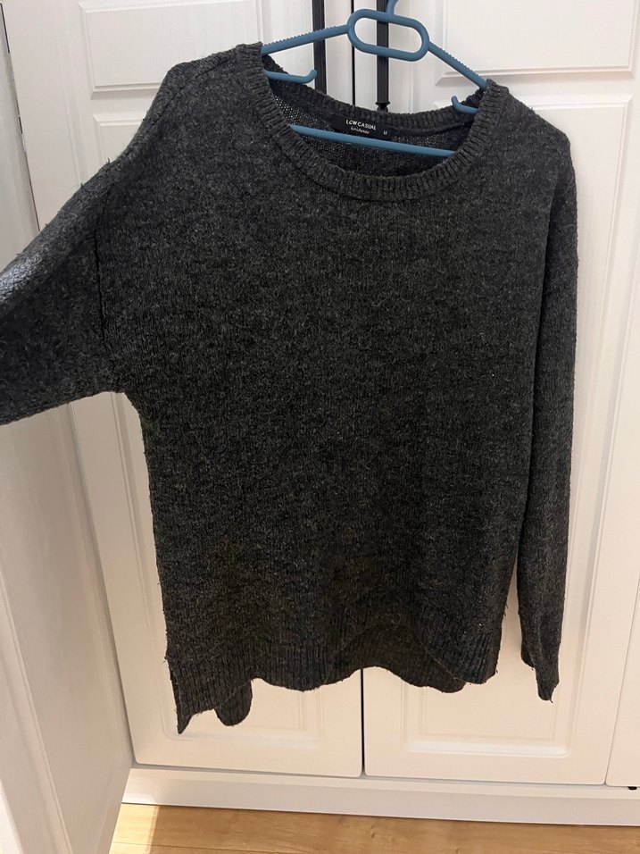 Gri Örgü Kadın Yün Kazak - Görsel 2