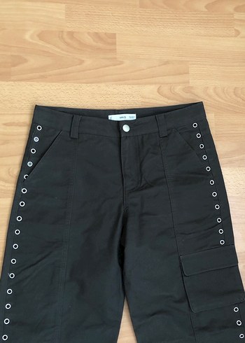 Mango Düğmeli Siyah Midi Kadın Kot Pantolon