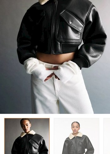 Kürk Detaylı Siyah Deri Kadın Ceket - Görsel 5