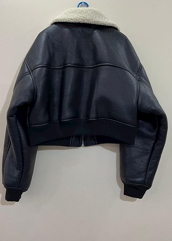 Kürk Detaylı Siyah Deri Kadın Ceket - Görsel 2
