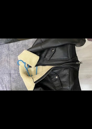 Kürk Detaylı Siyah Deri Kadın Ceket - Görsel 4