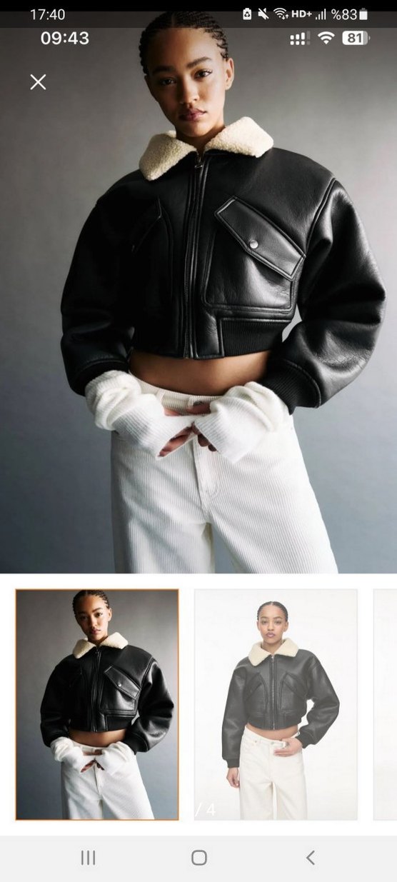 Kürk Detaylı Siyah Deri Kadın Ceket - Görsel 5