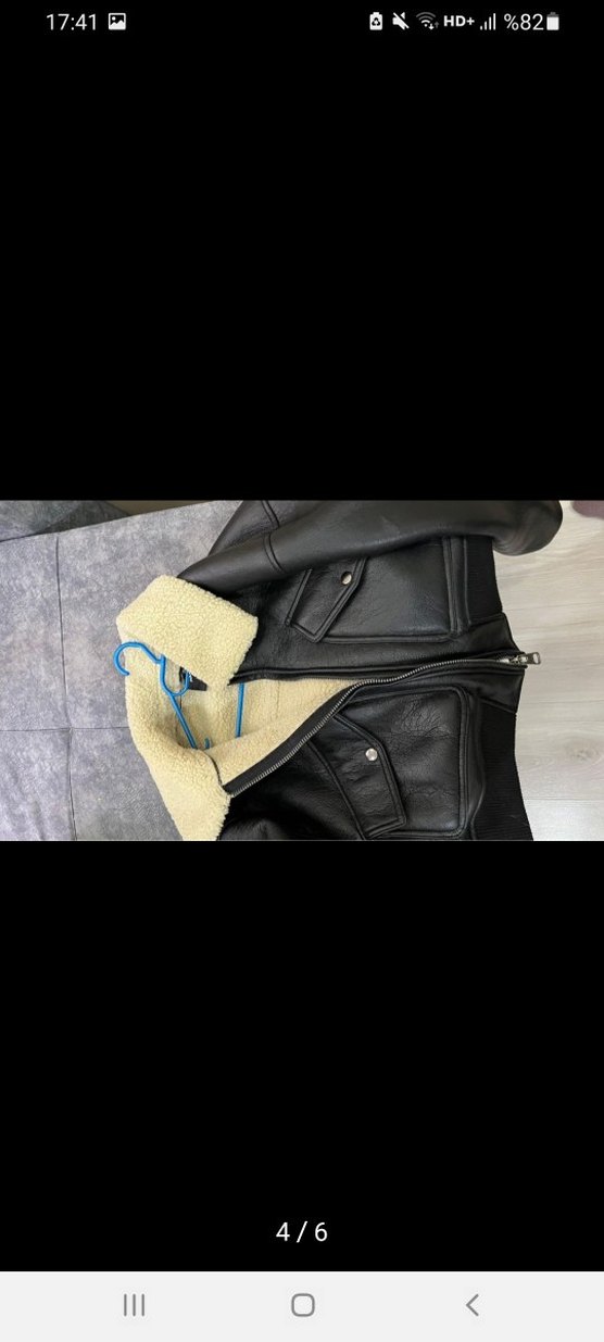 Kürk Detaylı Siyah Deri Kadın Ceket - Görsel 4