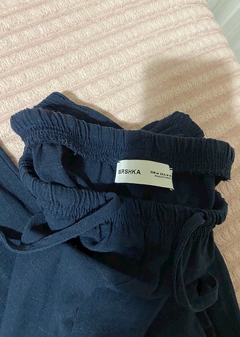 Bershka Lacivert Keten Pantolon