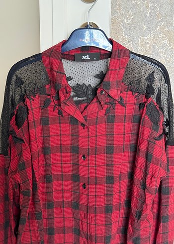 Düğmeli Kırmızı Ekose Uzun Kollu Gömlek - Görsel 4