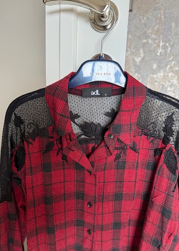 Düğmeli Kırmızı Ekose Uzun Kollu Gömlek - Görsel 7