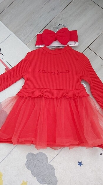 9-12 ay kirmizi bebek elbisesi