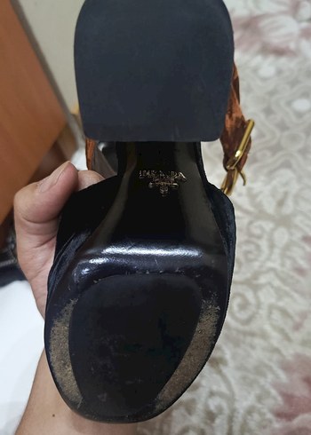 Kahverengi Süet Tokalı Kalın Topuklu Kadın Ayakkabı - Görsel 4