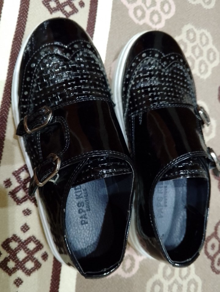 Siyah Parlak çocuk kundura Ayakkabı - Görsel 2