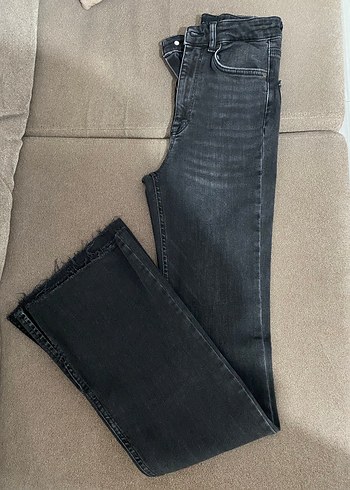Gri Uzun Boy Denim Kadın Jean