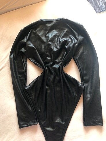 s Beden siyah Renk deri görünümlü gothic bluz