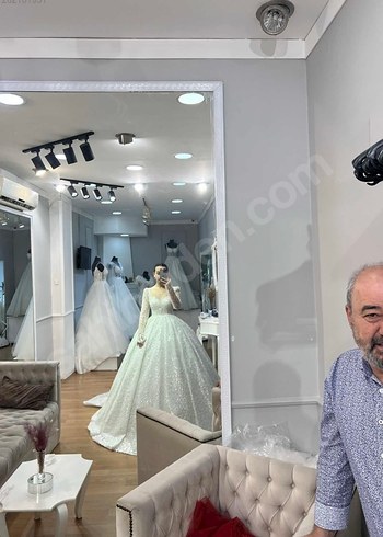 Beyaz Uzun Kollu gelinlik - Görsel 2