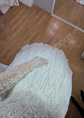 Beyaz Uzun Kollu gelinlik - Görsel 4