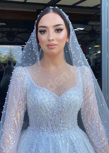 Beyaz Uzun Kollu gelinlik - Görsel 6