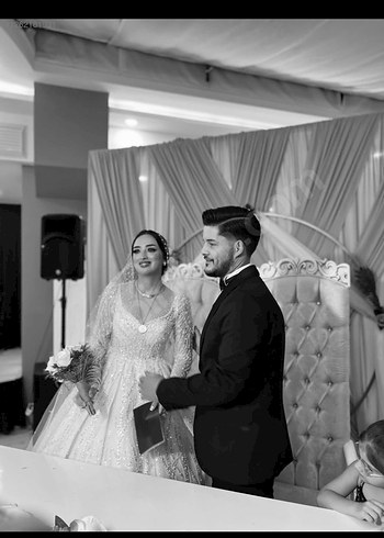 Beyaz Uzun Kollu gelinlik - Görsel 9