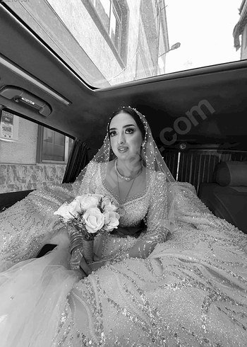 Beyaz Uzun Kollu gelinlik - Görsel 8