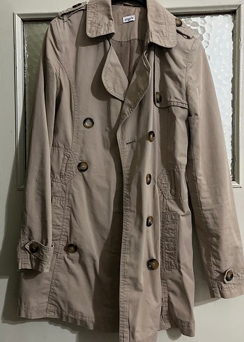 Bej Düğmeli Midi Kadın Trençkot - Görsel 3