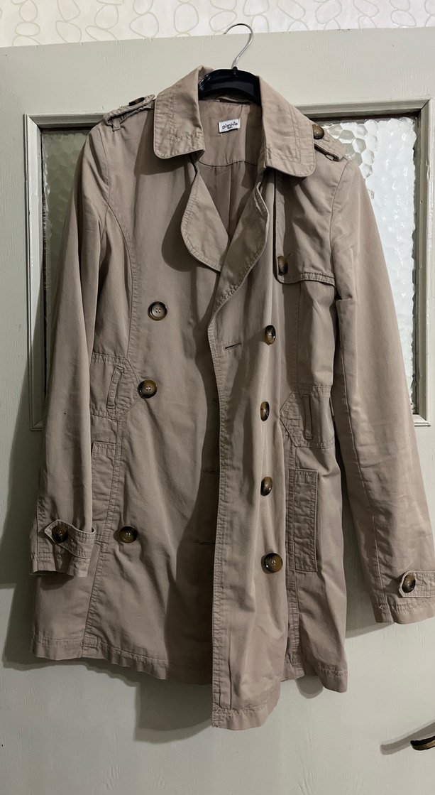 Bej Düğmeli Midi Kadın Trençkot - Görsel 3