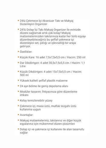 Vienev 24'lü Çekmece İçi Aksesuar Takı Ve Makyaj Düzenleyici - Görsel 4