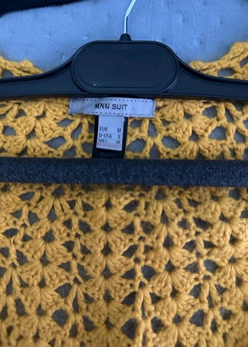 Sarı Örgü Midi Bohem Hırka - Görsel 2