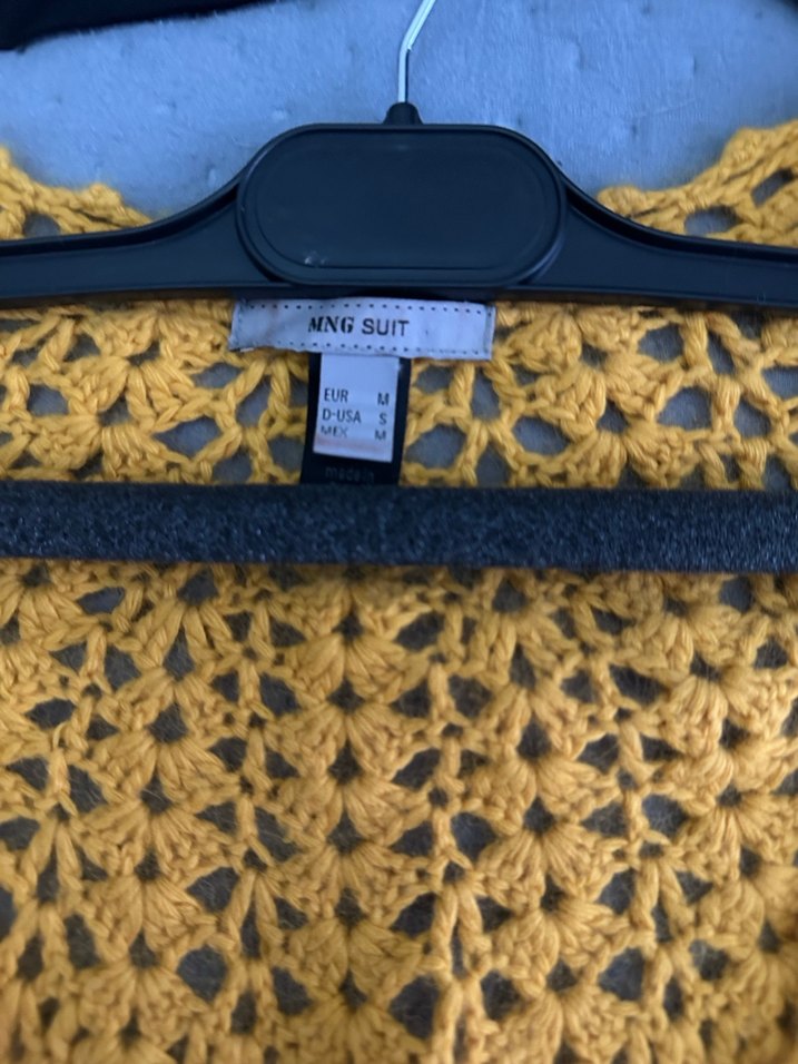 Sarı Örgü Midi Bohem Hırka - Görsel 2