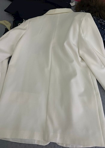 Beyaz Düğmeli Kadın Blazer Ceket - Görsel 4