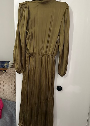 Haki Renkli Uzun Keten Elbise - Görsel 2