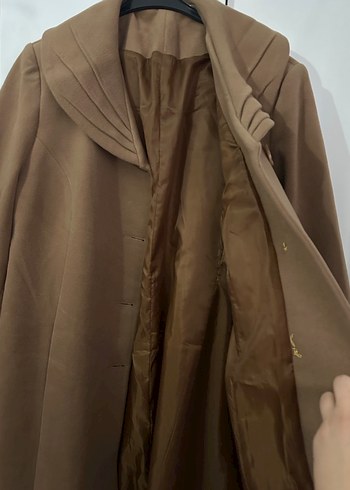 Bej Düğmeli Midi Hamile Kaban - Görsel 2