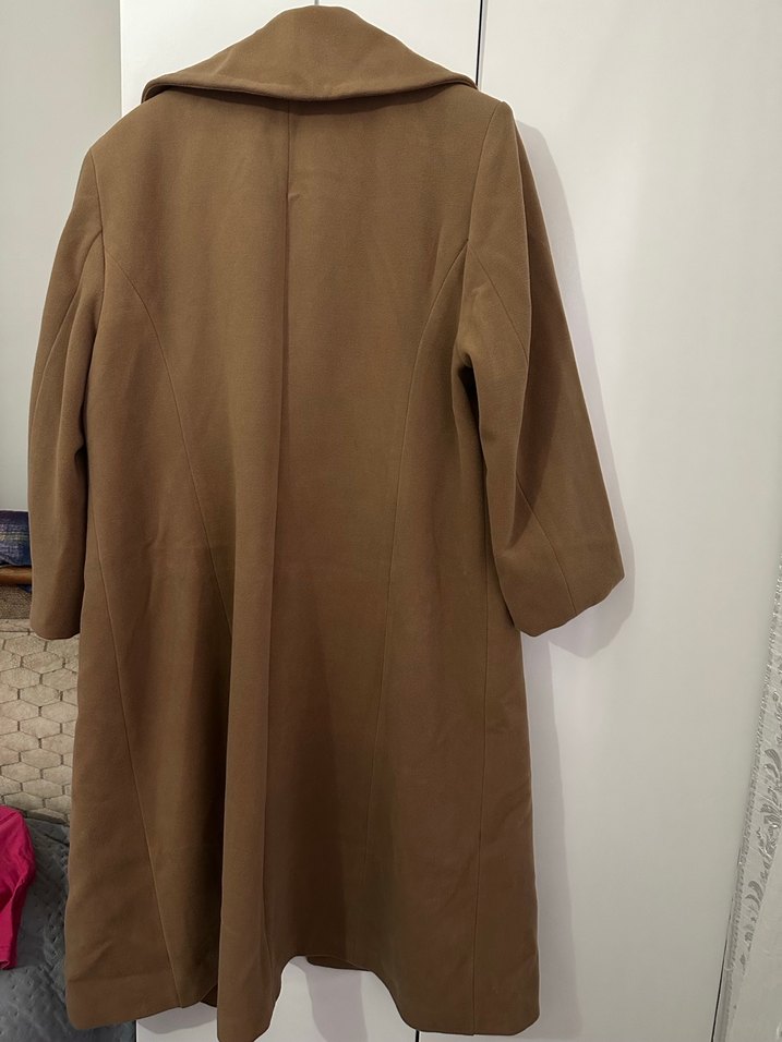 Bej Düğmeli Midi Hamile Kaban - Görsel 3