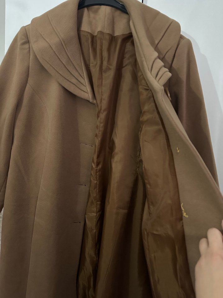 Bej Düğmeli Midi Hamile Kaban - Görsel 2