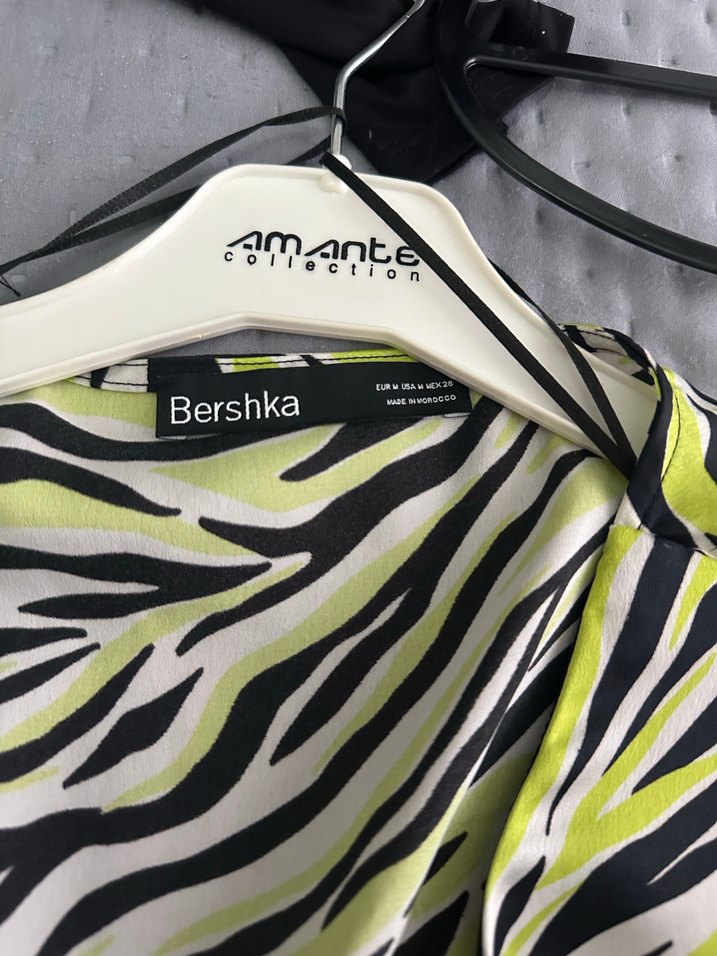 Yeşil Zebra Desenli Pilili Mini Bluz - Görsel 4