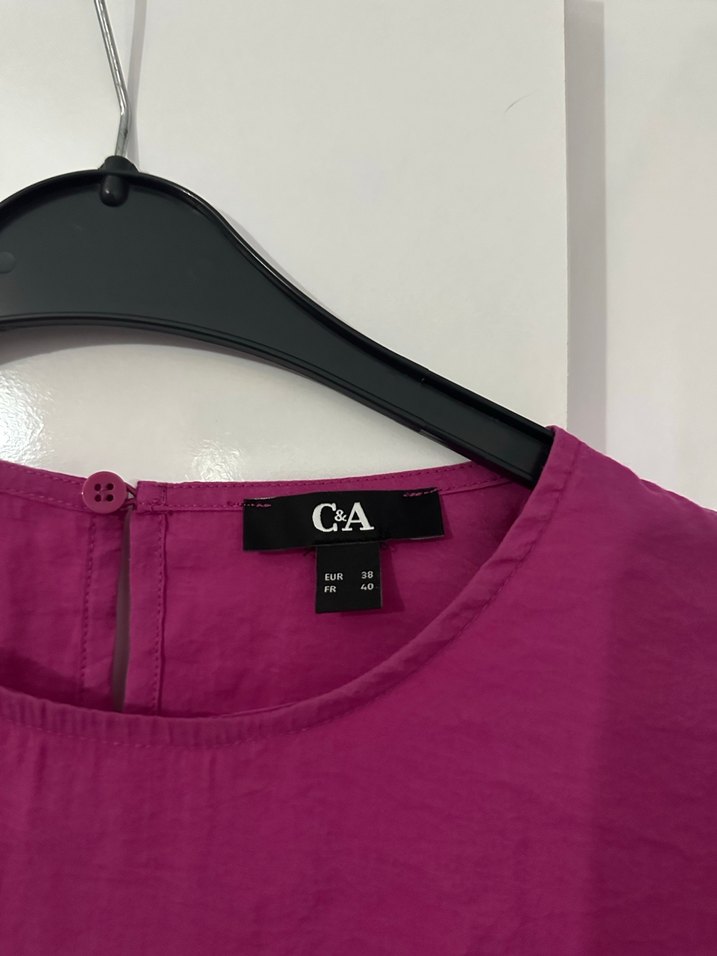 Mor Uzun Kollu Midi Keten Elbise - Görsel 3