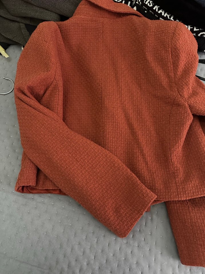 Düğmeli Kahverengi Kadın Yün Ceket - Görsel 2