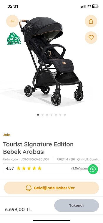 Joie signature tourist bebek arabası