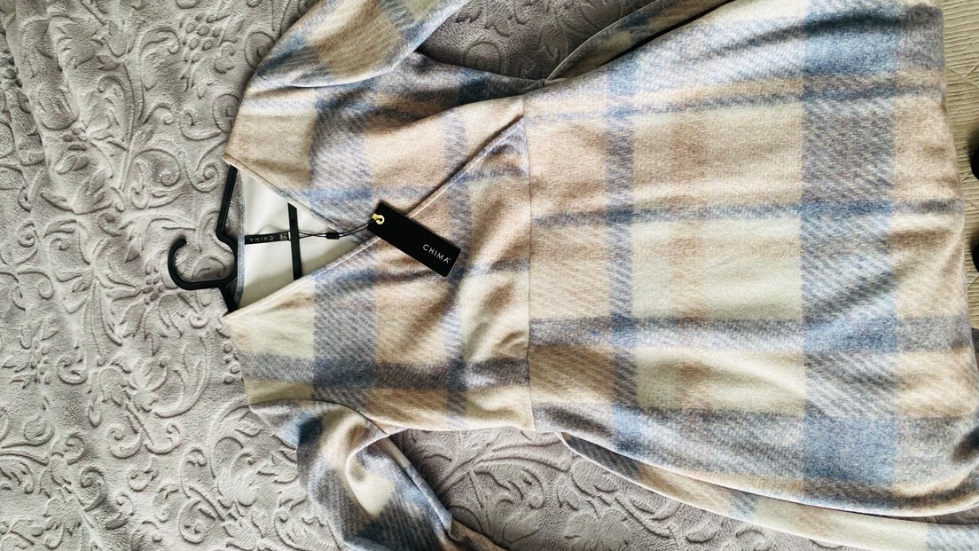 Mavi Ekose Desenli elbise chima - Görsel 3