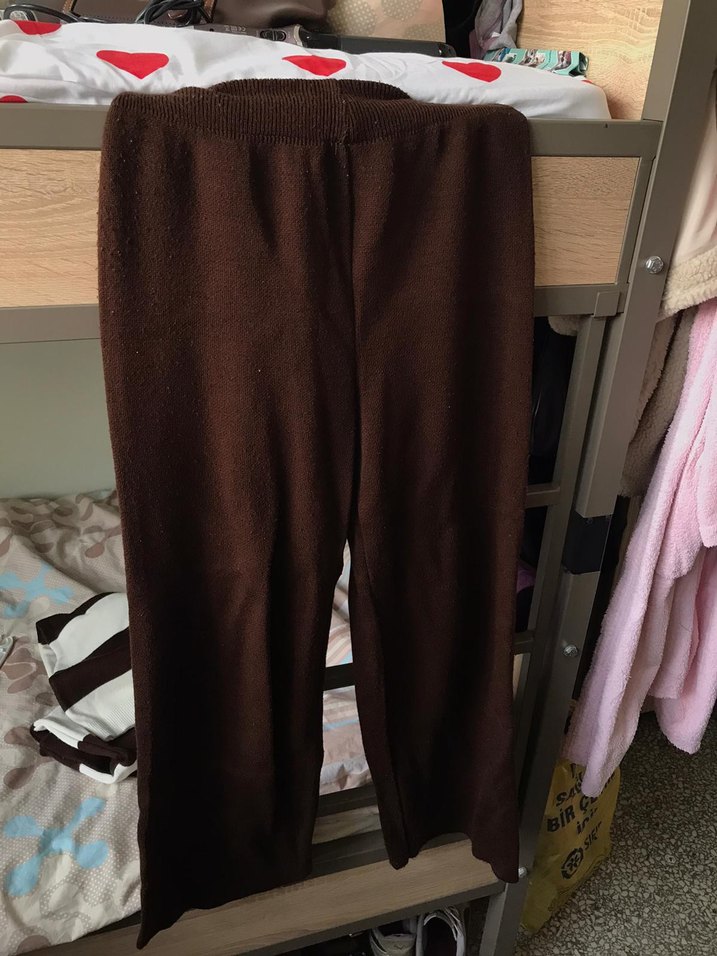 Kahverengi Çizgili Kadın Triko Kazak - Görsel 2