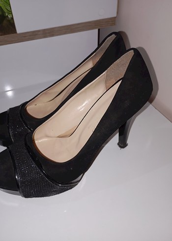 Siyah Süet Topuklu Kadın Ayakkabı - Görsel 2