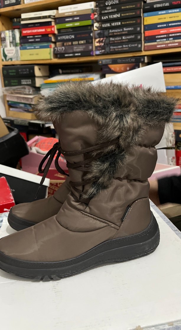 Kürklü Kahverengi Yüksek Topuklu Kadın Bot - Görsel 2