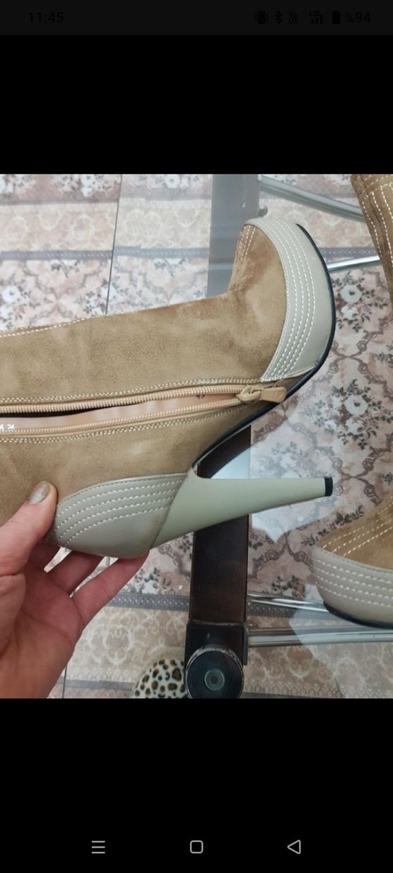 Bej Süet Kemer Detaylı Yüksek Topuklu Bot - Görsel 3